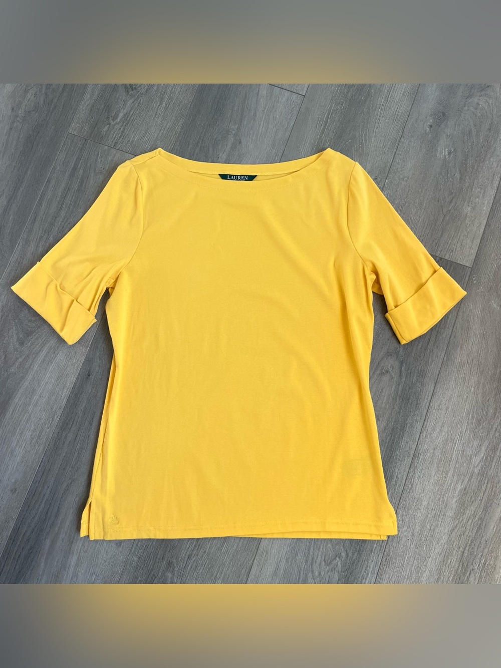 Lauren Ralph Lauren Yellow Boat Neck Top XL